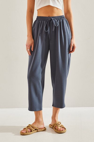 Bianco Lucci Women's Elastic Waist Tie Comfortable Trousers