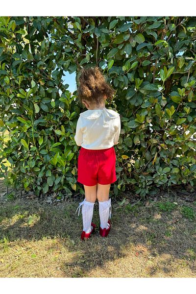 Alingo Red Girl's Bodysuit and Shorts Skirt Set - Baby Collar