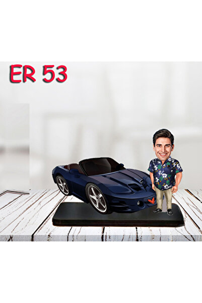 Özcan Tasarım Kişiye Özel Ahşap Biblo - Araba Kullanan Erkek Karikatür Biblo 20