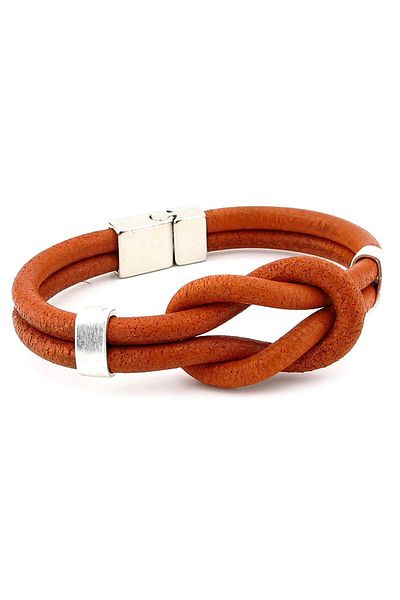 Solfera Cinnamon Colored Alaçatı Knot Leather Men's Bracelet M052J