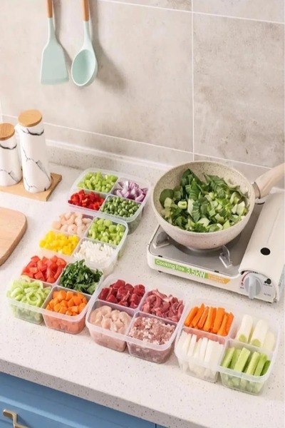 Bayev Large 5 Pieces Frozen 4-Compartment Food Dispenser Meat and Vegetable Fruit Storage Container Birdhead Mincer Organizer