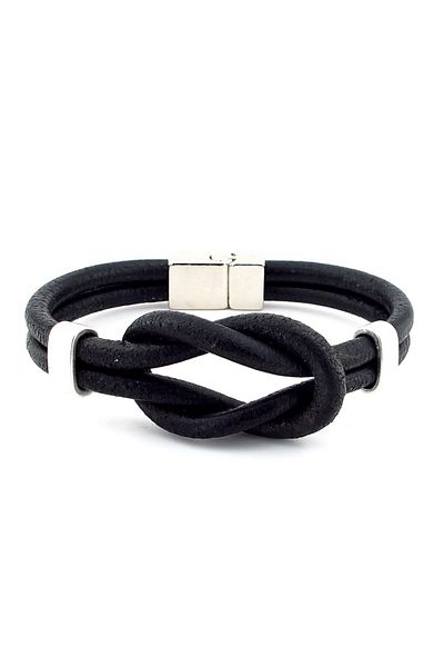 Solfera Black Alaçatı Knot Leather Men's Bracelet M052A