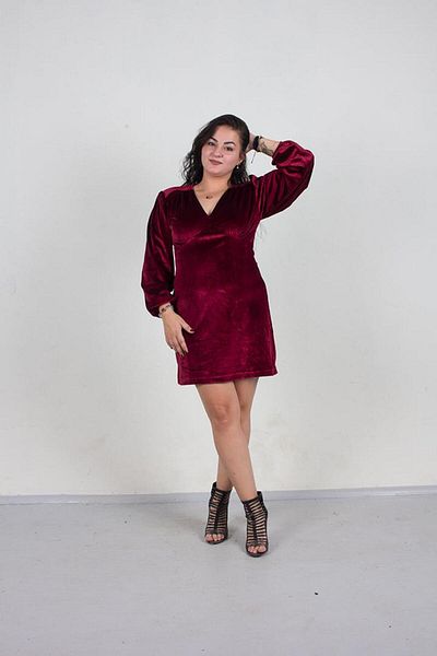 Truva XXL Plus Size Velvet Dress Kruveze Collar Colorful Elb582