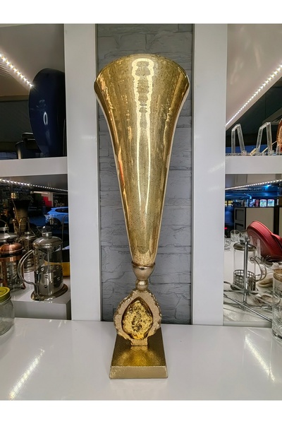 ALANYA HOME DECOR HAND MADE LUXURY CAST METAL/GLASS VASE 50 CM EL YAPIMI LÜKS...