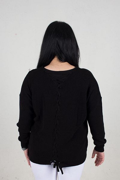 Truva XXL Large Size Back Knit Detailed Ribbed Blouse Colorful B072
