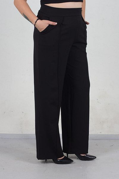 Truva XXL Large Size Wide Leg Trousers Black Pn323