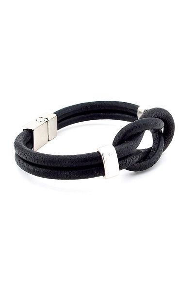 Solfera Black Alaçatı Knot Leather Men's Bracelet M052A