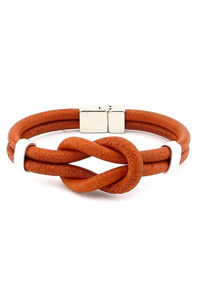 Solfera Cinnamon Colored Alaçatı Knot Leather Men's Bracelet M052J