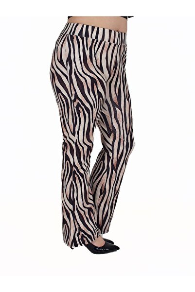 Truva XXL Büyük Beden Kadın Giyim Dalgıç Kumaş Ispanyol Tayt Desenli T218