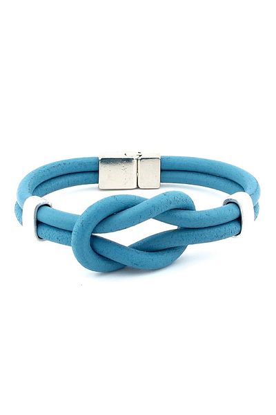 Solfera Blue Alaçatı Knot Leather Men's Bracelet M052E