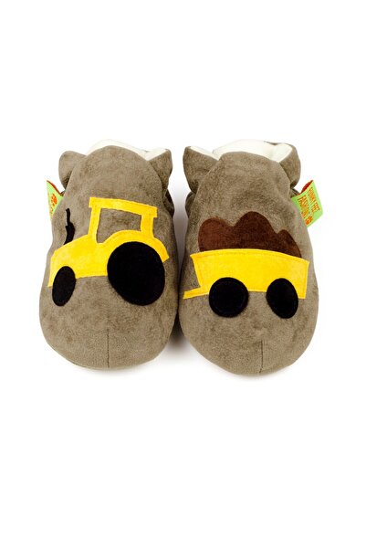 Funky Feet Size 0-6months, 10.5cm Heel to Toe, Tractor Stone Genuine Suede Baby Booties
