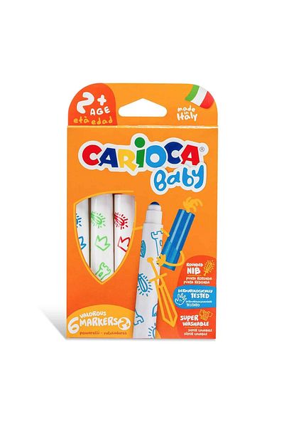 CARIOCA Baby Super Washable Jumbo Felt Tip Crayons Set of 6
