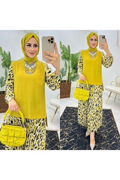 FIRSTESLEM Jessica Crepe Skirt Blouse Women's Double Set
