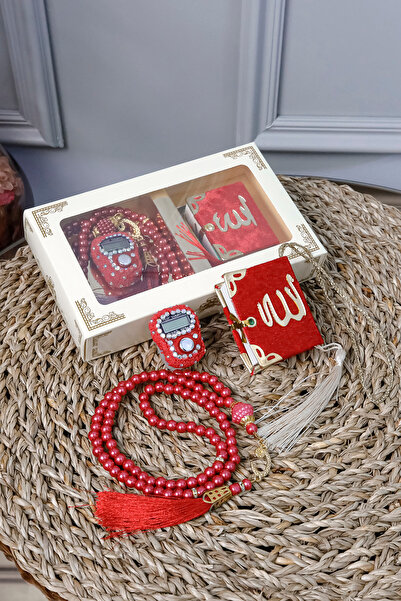 Hac Umre Hediyelik 10 Adet Taşlı Zikirmatik Tesbihmatik Kadife Kaplı Mini Kur...