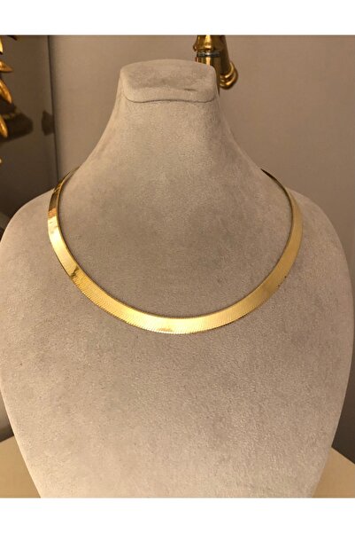 emy by emel luxury silver jewelry Altın Kaplama Kalın İtalyan Yassı Zincir 6 mm 925 Ayar Gümüş