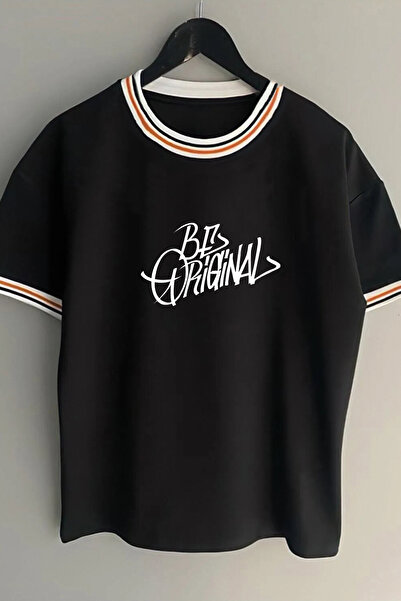 Vordevia Tricou alb de vară cu imprimeu cu text original, unisex, sezon nou, cu detaliu de guler oversize.