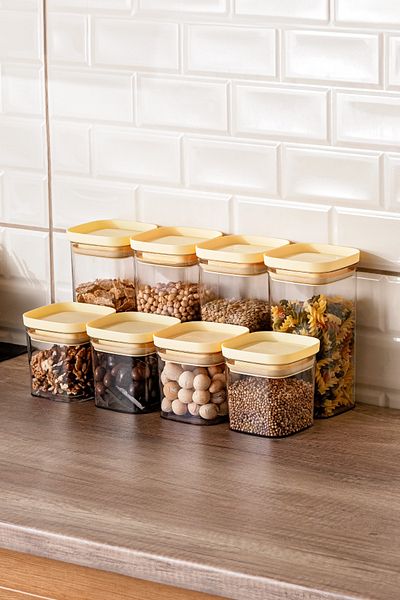 Emsan Arya 8-Piece Storage Container Square Yellow