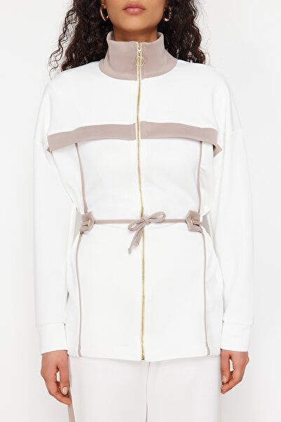 Trendyol Modest Ecru Scuba Fabric Bottom-Top Set - Piping Knitted Diver TCTAW24US00071