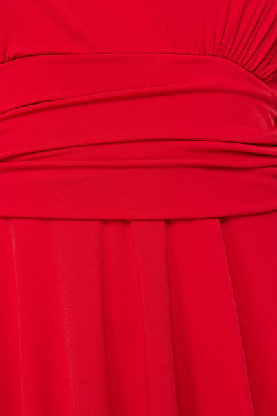 Trendyol Curve Rotes zweireihiges Mini-Strickkleid TBSSS24AH00174