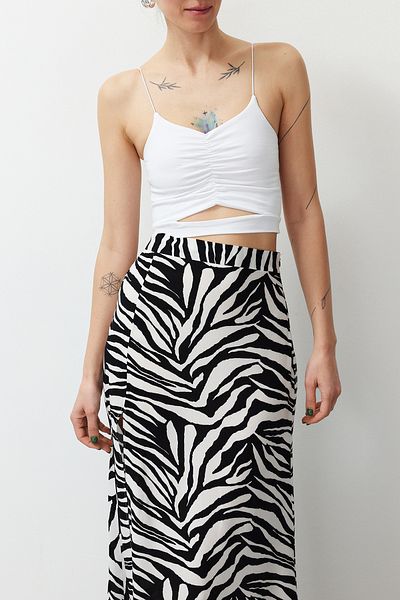 Edit by Trendyol Pletené tílko – bílé, podrobný pas, Strappy Tedss24Al00001