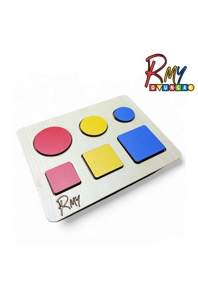 Generic Brand Toy Montessori Wooden Geometric Shapes Find Plug 2 Shapes - 2