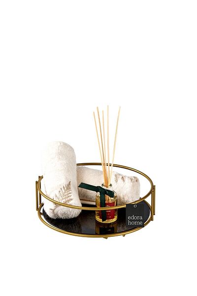 Edora Home Gold Bathroom Organizer Cosmetic Jewelry Perfume Towel Organizer Presentation Tray Plexiglass - Metal Stainless