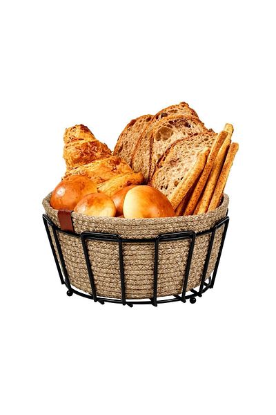 Edora Home Black Multi-Purpose Oval Cornered Bread Bowl Macrame - Metal Stainless