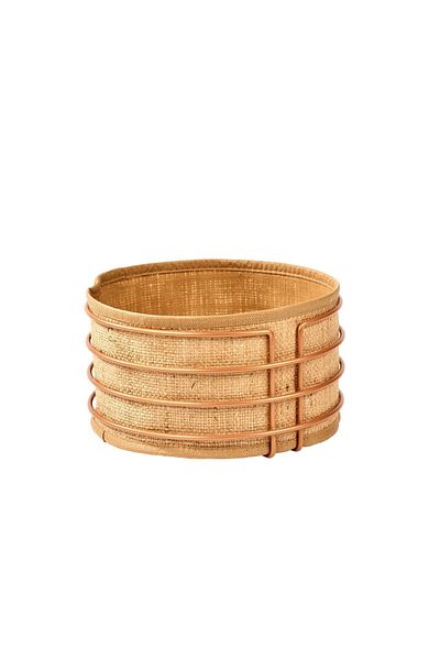 Edora Home Rose Round Bread Basket Jute Fabric Cloth, Colorful Presentation Basket Bread Holder - Multi-Purpose Metal Stainless
