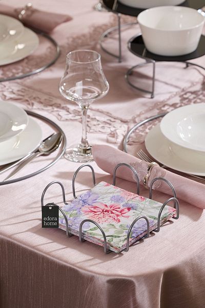 Edora Home Silver Square 18 Cm Napkin Holder, cafe, restaurant, hotel, Luxury Kitchen Tableware Large Size Napkin-metal Stainless