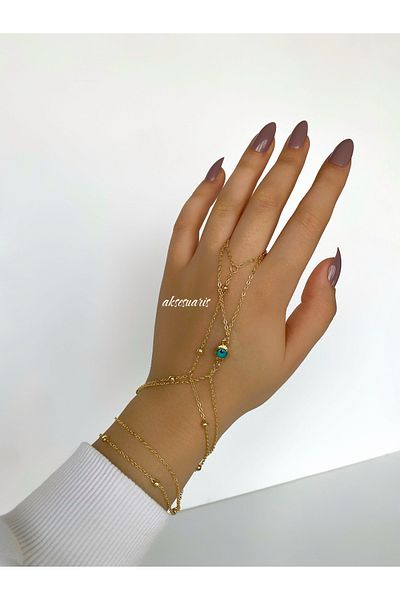 aksesuaris 2-Piece Gold Nazar Şahmeran Hand Accessory