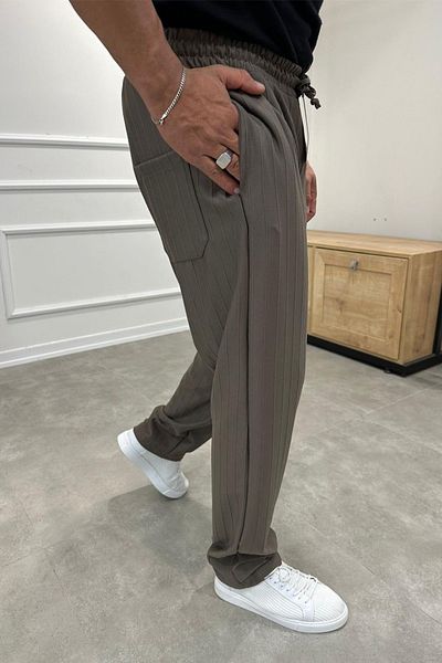 MADZEYMODA Ανδρικό φαρδύ Loose Fit Brown Jogger