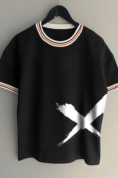 Vordevia Καλοκαιρινό λευκό μπλουζάκι με στάμπα Unisex New Season Oversize γιακά με λεπτομέρειες