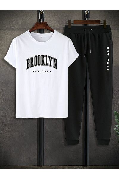 MAGORS BROOKLYN PRINTED OVERSIZE MOLD TSHIRT AND NORMAL MOLD SUMMER TRACKSUIT BOTTOM-TOP SET