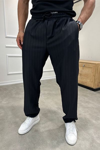 MADZEYMODA Ανδρικό φαρδύ Loose Fit Black Jogger