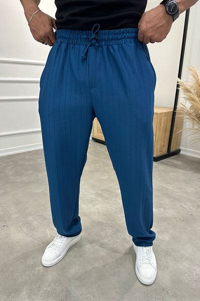 MADZEYMODA Ανδρικό φαρδύ Loose Fit Blue Jogger