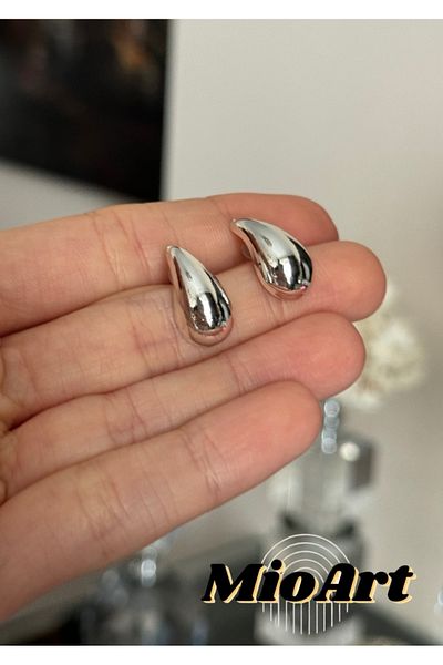 MioArt Women's Silver/Silver Trend Drop Small Mini 2 Cm Earrings