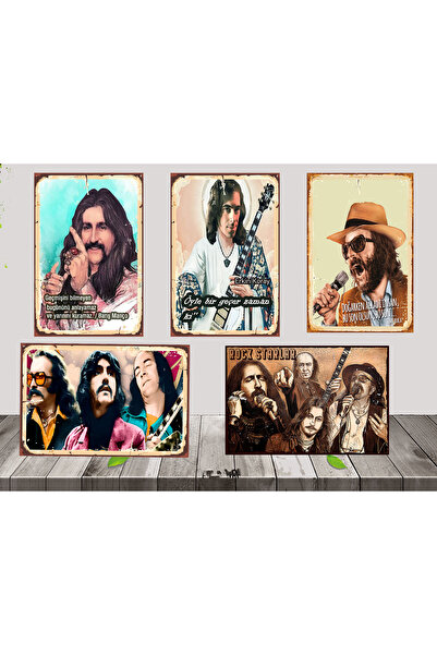 CEM Karaca Barış MANÇO ERKIN KORAY Themed 5 pieces  20 x 30 CM MDF table  SET