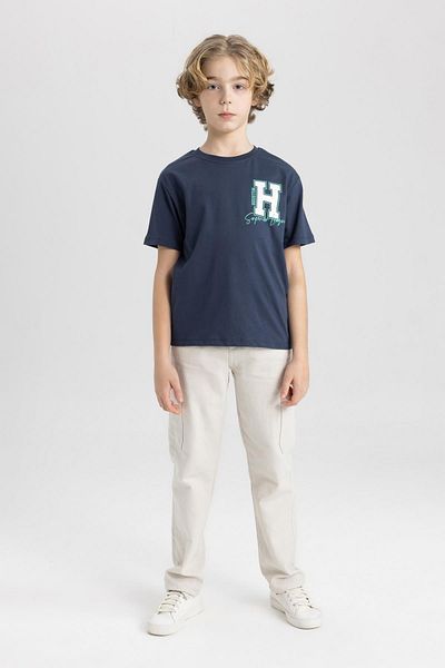 DeFacto Boy's Crew Neck Printed Short Sleeve T-Shirt C0647A824SM