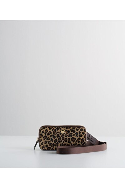 più piccola pelletteria Gina Crossbody Çapraz Leopar Desenli Deri Çanta