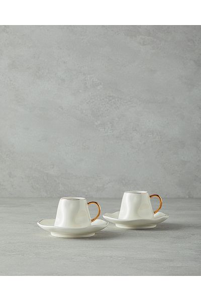 English Home Felix New Bone China 4 Pieces Coffee Cup Set for 2 People White