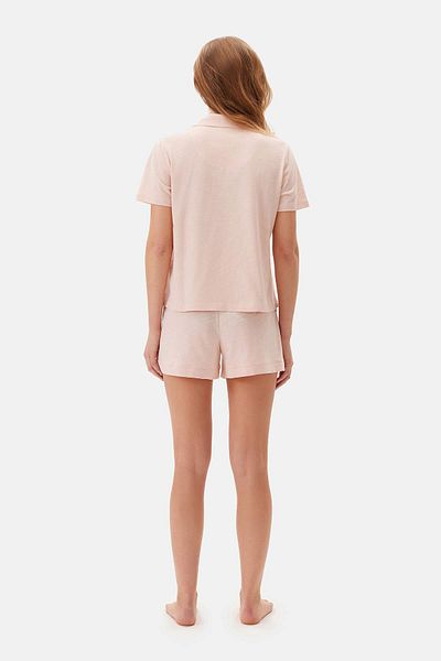 Dagi Light Pink Short Sleeve Shirt and Shorts Pajamas Set