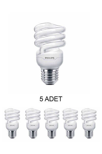 Philips Phılıps 23w Tasarruflu Spiral Ampul Sarı Işık 5 Adet