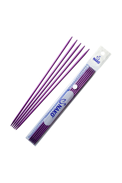 NAKO Mor Parlak Alüminyum Metal Çorap Şişi 20cm (5'li Şiş)