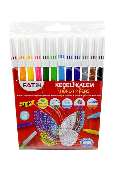 Fatih 12 Colors Slim Felt Tip Pen