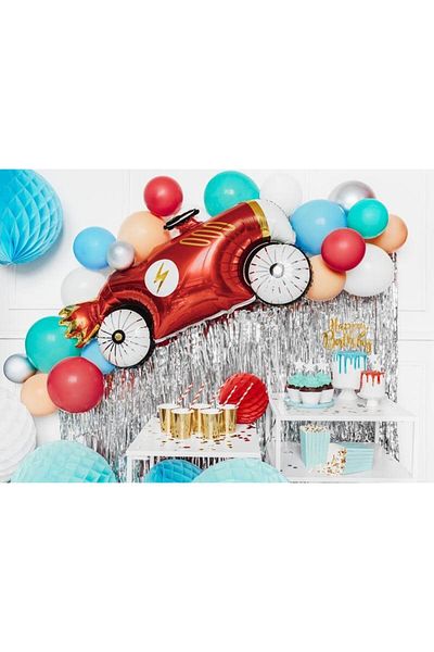 Partifabrik Racing Cars Themed Retro Formula Racing Car Red Foil Balloon 93 cm