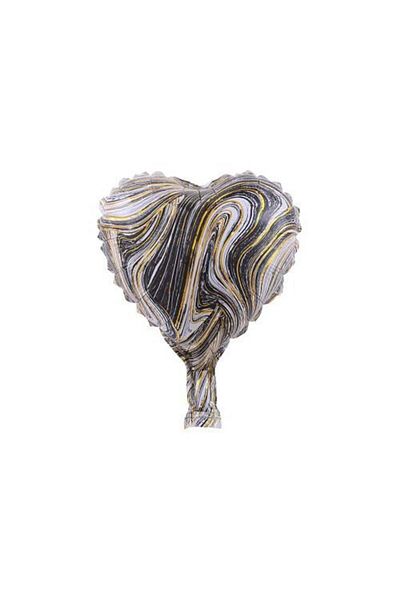Partifabrik Retro Marble Patterned Black Heart Foil Balloon 40 cm