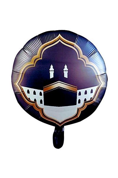 Partifabrik Ramadan Ornaments Kaaba Printed Blue Oval Foil Balloon