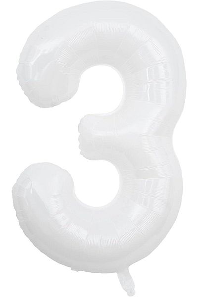 Partifabrik 3 Years Old White Number Foil Balloon