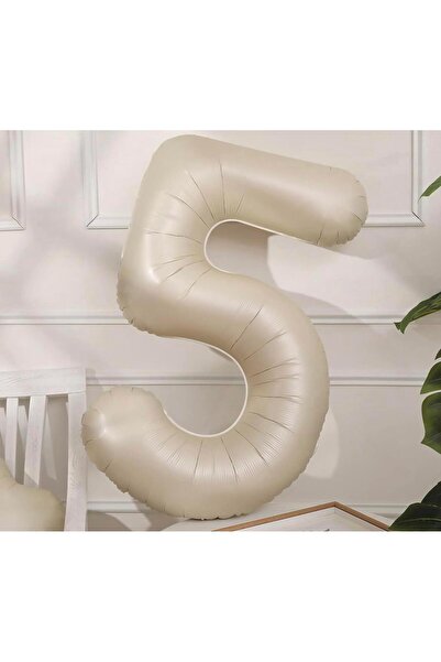 Partifabrik بالون سي ساند بيج ريترو كريمي مكون من 5 أرقام من الفويل