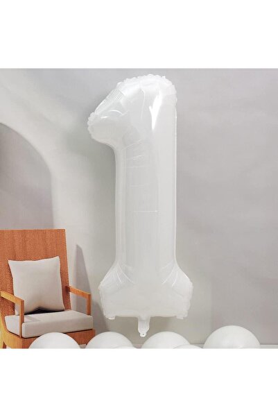 Partifabrik بالون من رقائق معدنية باللون الأبيض لعمر سنة واحدة